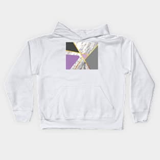 Geometric marble print, color blocking purple Kids Hoodie